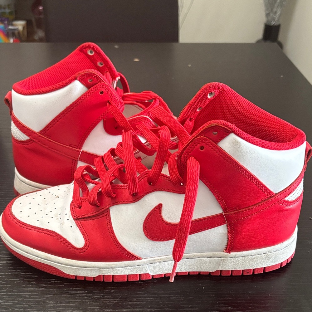 Nike Dunks Red and White High-Top